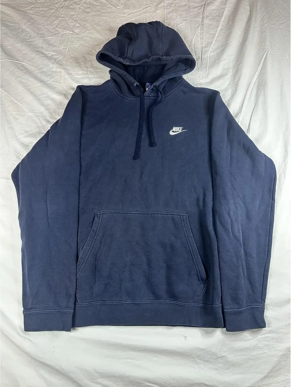 🔥👟 Nike Navy Blue Pullover Hoodie Swoosh Logo Sweatshirt M 🔥👟